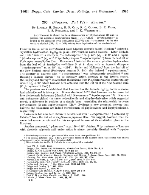 260. Diterpenes. Part VII. Kaurene