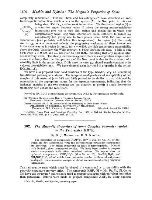 282. The magnetic properties of some complex fluorides related to the perovskites KMIIF3