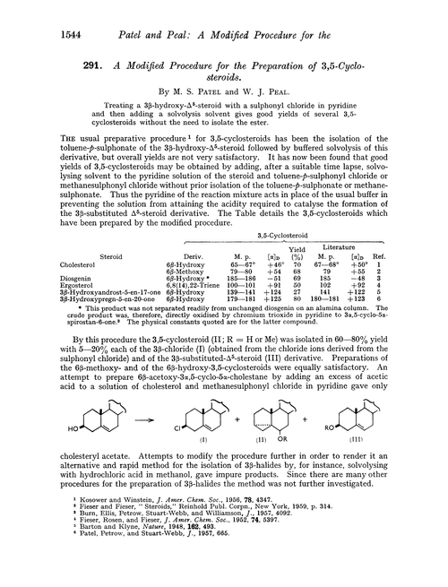 291. A modified procedure for the preparation of 3,5-cyclosteroids