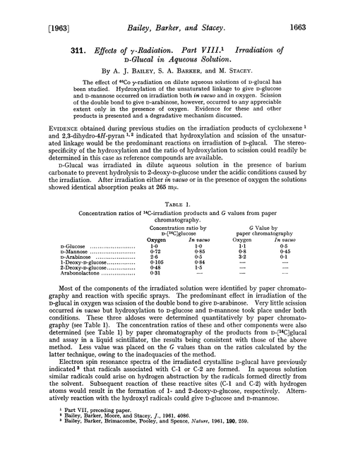311. Effects of γ-radiation. Part VIII. Irradiation of D-glucal in aqueous solution
