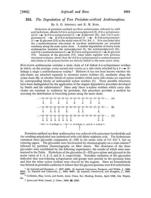 315. The degradation of two periodate-oxidised arabinoxylans