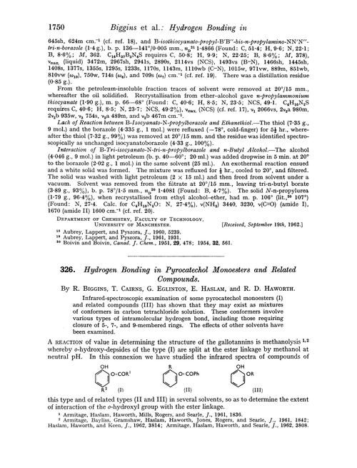 326. Hydrogen bonding in pyrocatechol monoesters and related compounds