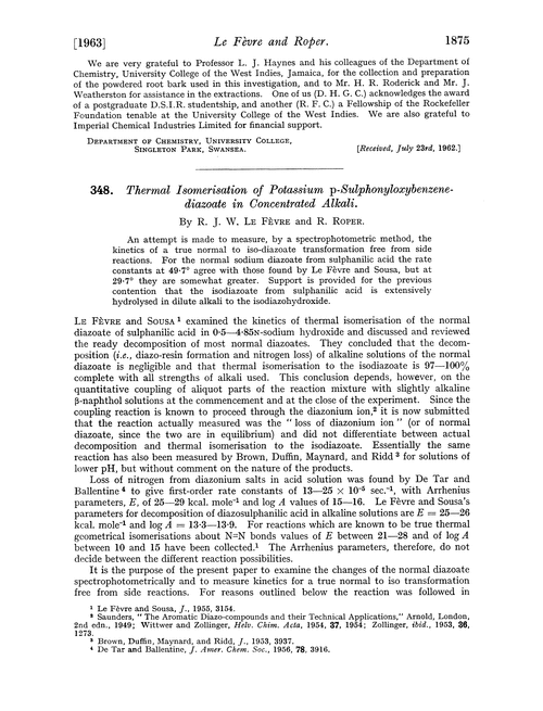 348. Thermal isomerisation of potassium p-sulphonyloxybenzenediazoate in concentrated alkali