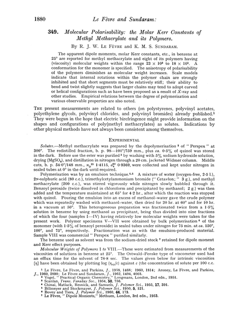 349. Molecular polarisability: the molar Kerr constants of methyl methacrylate and its polymers