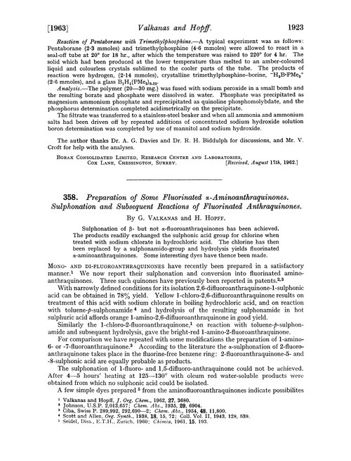 358. Preparation of some fluorinated α-aminoanthraquinones. Sulphonation and subsequent reactions of fluorinated anthraquinones