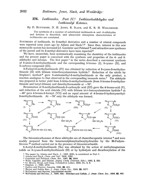 376. Isothiazoles. Part II. Isothiazolealdehydes and isothiazolyl ketones