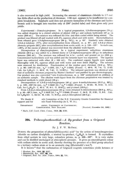 394. Tribenzylmethanethiol—a by-product from a Grignard reaction