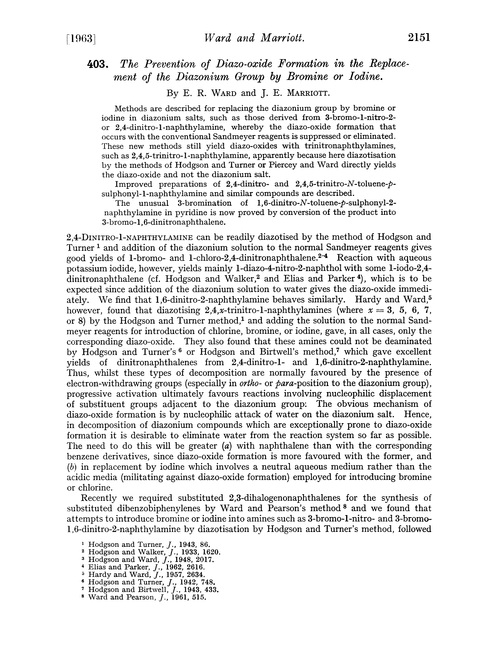 403. The prevention of diazo-oxide formation in the replacement of the diazonium group by bromine or iodine