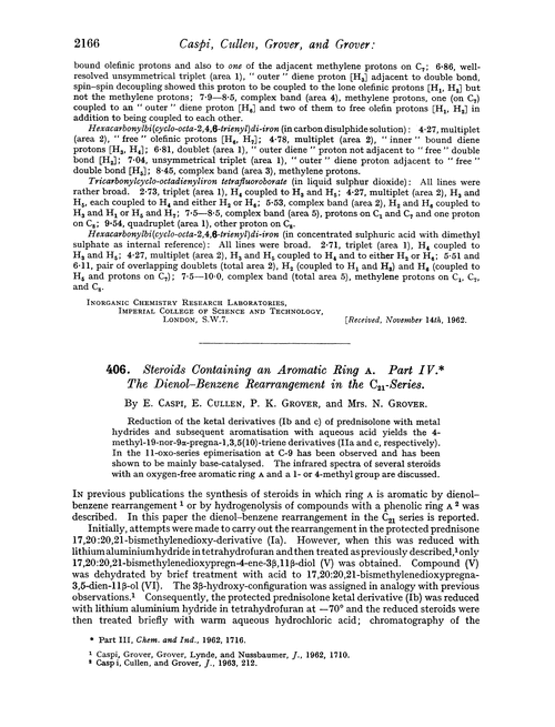 406. Steroids containing an aromatic ring A. Part IV. The dienol–benzene rearrangement in the C21–series