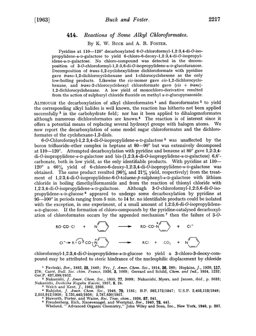 414. Reactions of some alkyl chloroformates