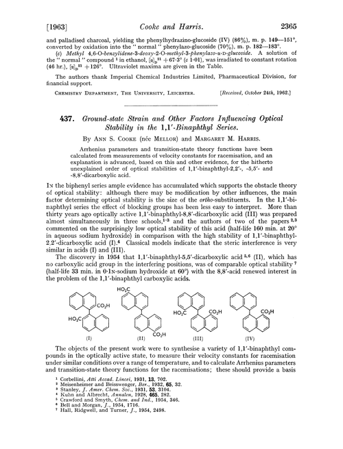 437. Ground-state strain and other factors influencing optical stability in the 1,1′-binaphthyl series