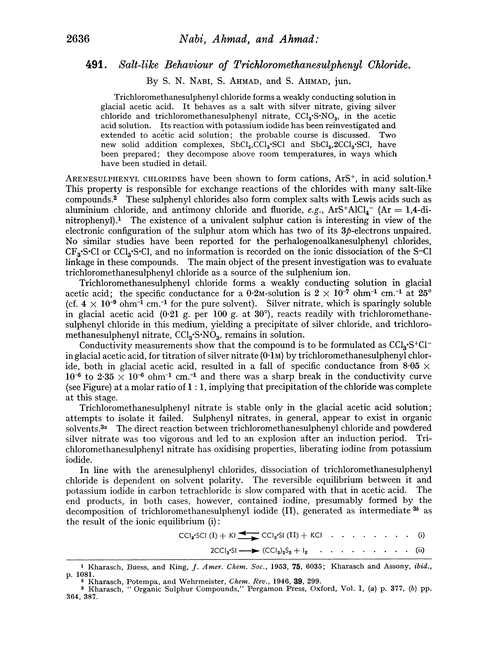 491. Salt-like behaviour of trichloromethanesulphenyl chloride