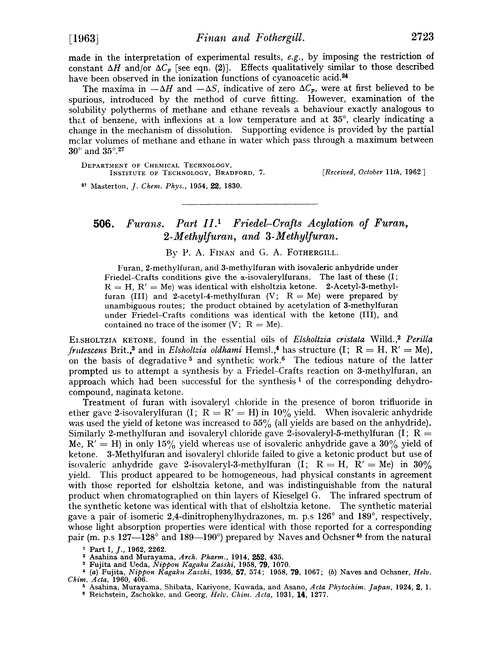 506. Furans. Part II. Friedel–Crafts acylation of furan, 2-methylfuran, and 3-methylfuran