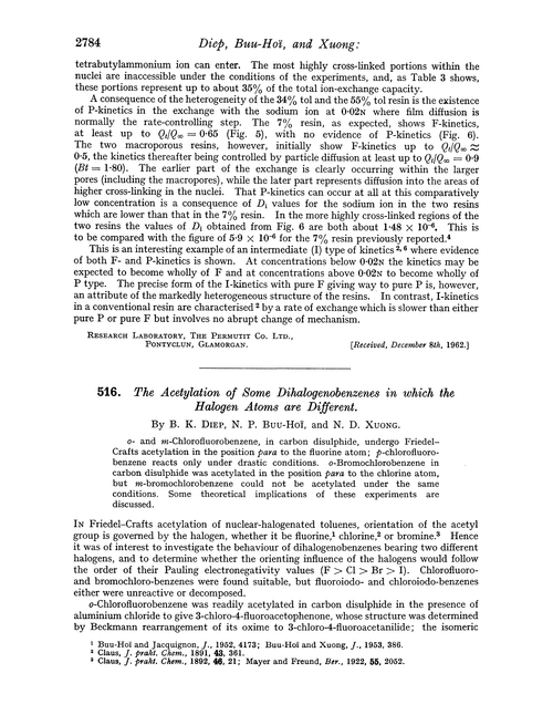 516. The acetylation of some dihalogenobenzenes in which the halogen atoms are different