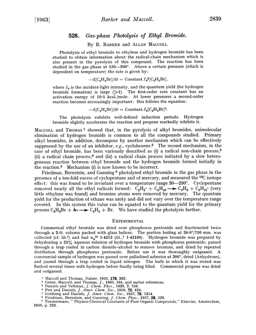 528. Gas-phase photolysis of ethyl bromide