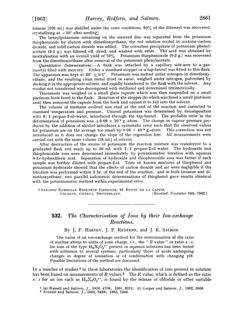 532. The characterisation of ions by their ion-exchange reactions