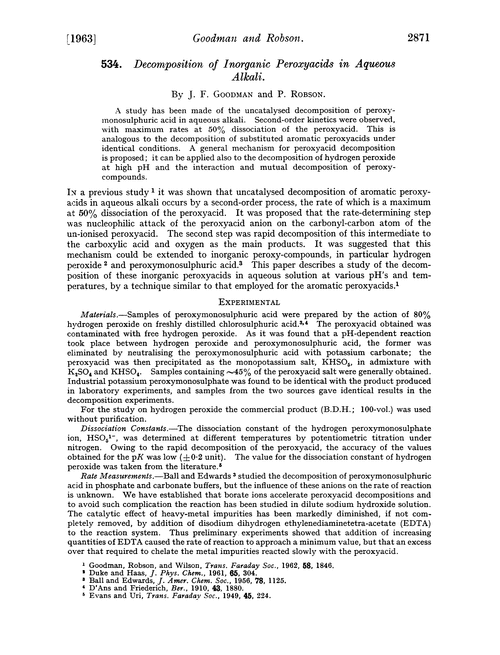 534. Decomposition of inorganic peroxyacids in aqueous alkali