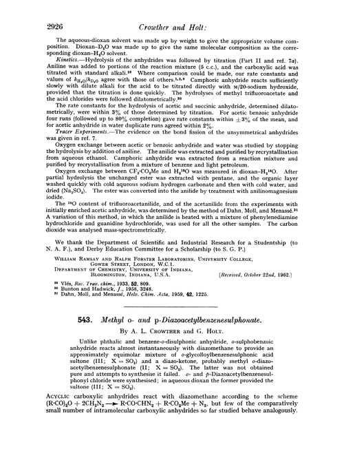 543. Methyl o- and p-diazoacetylbenzenesulphonate