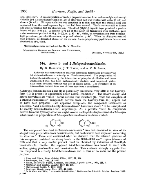 544. Some 1- and 2-halogenobenzimidazoles