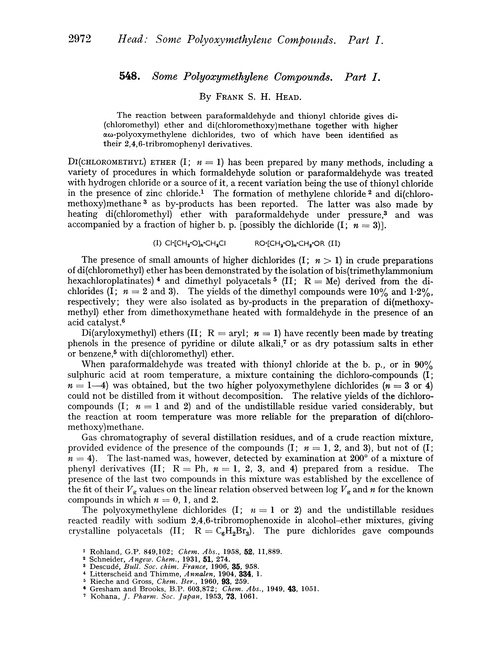 548. Some polyoxymethylene compounds. Part I