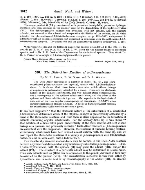 556. The Diels–Alder reaction of p-benzoquinones