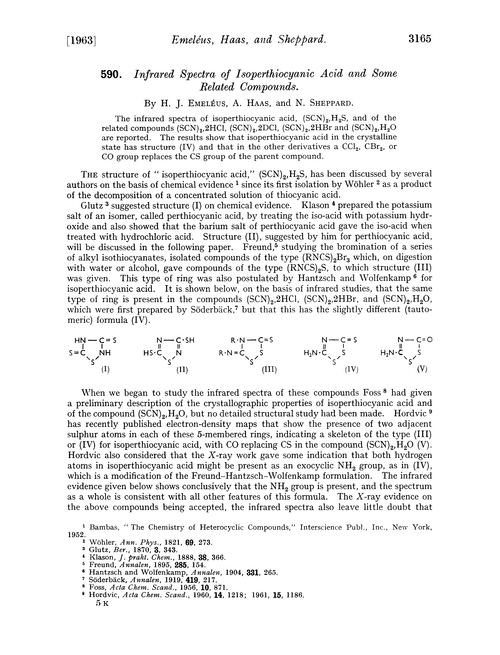 590. Infrared spectra of isoperthiocyanic acid and some related compounds