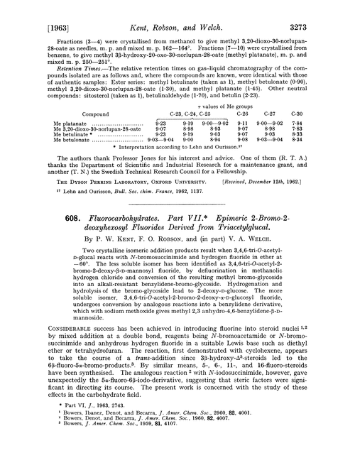 608. Fluorocarbohydrates. Part VII. Epimeric 2-bromo-2-deoxyhexosyl fluorides derived from triacetylglucal