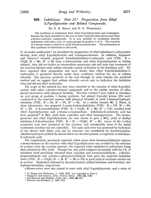 609. Indolizines. Part II. Preparation from ethyl 2-pyridylacetate and related compounds