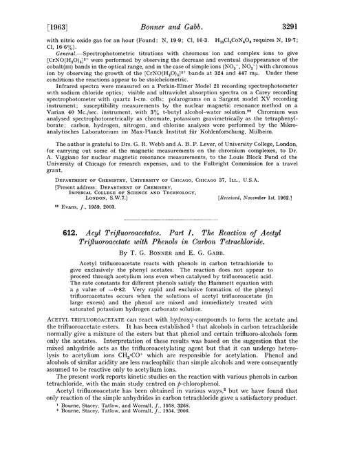 612. Acyl trifluoroacetates. Part I. The reaction of acetyl trifluoroacetate with phenols in carbon tetrachloride