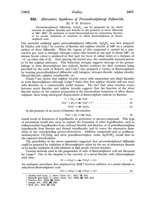 632. Alternative syntheses of peroxodisulphuryl difluoride