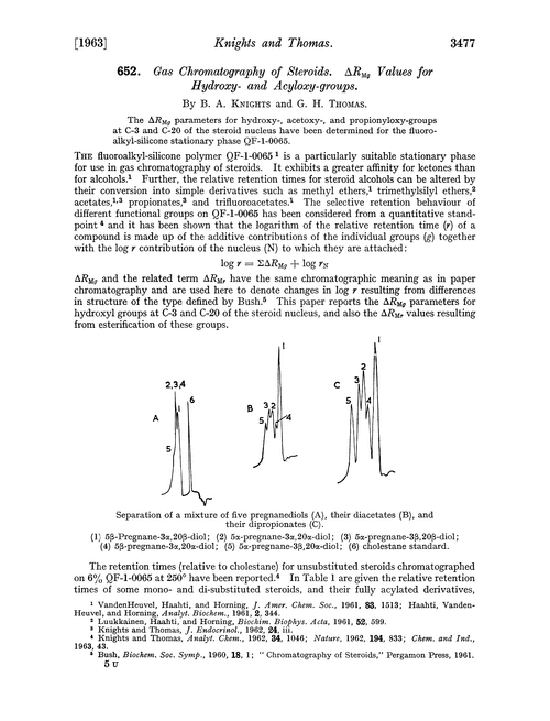 652. Gas chromatography of steroids. ΔRM values for hydroxy- and acyloxy-groups