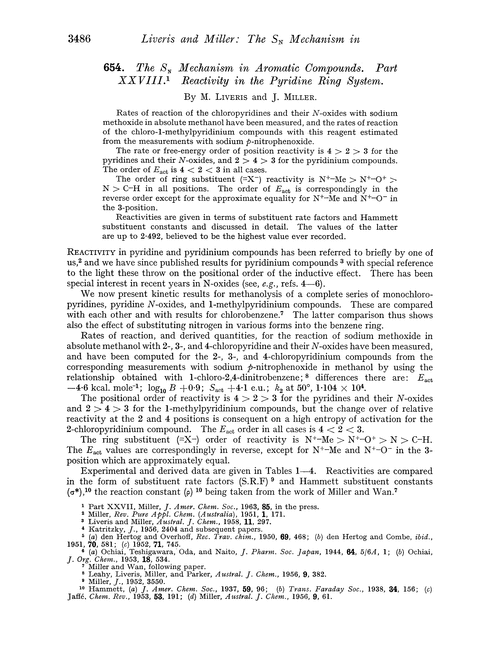 654. The SN mechanism in aromatic compounds. Part XXVIII. Reactivity in the pyridine ring system