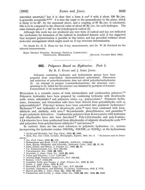 662. Polymers based on hydrazine. Part I