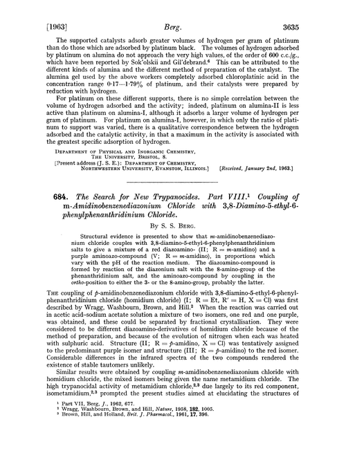 684. The search for new trypanocides. Part VIII. Coupling of m-amidinobenzenediazonium chloride with 3,8-diamino-5-ethyl-6-phenylphenanthridinium chloride