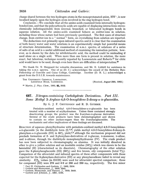 687. Nitrogen-containing carbohydrate derivatives. Part III. Some methyl 3-arylazo-4,6-O-benzylidene-3-deoxy-α-D-glucosides