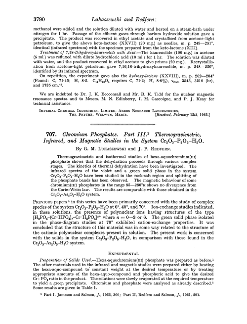 707. Chromium phosphates. Part III. Thermogravimetric, infrared, and magnetic studies in the system Cr2O3–P2O5–H2O