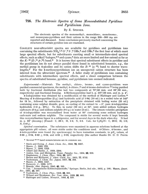 716. The electronic spectra of some monosubstituted pyridines and pyridinium ions