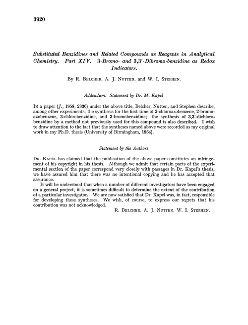 Substituted benzidines and related compounds as reagents in analytical chemistry. Part XIV. 3-Bromo- and 3,3′-dibromo-benzidine as redox indicators