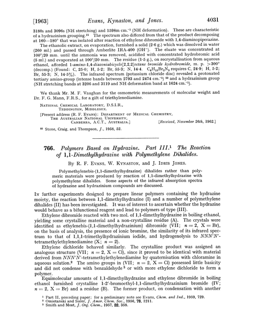 766. Polymers based on hydrazine. Part III. The reaction of 1,1-dimethylhydrazine with polymethylene dihalides