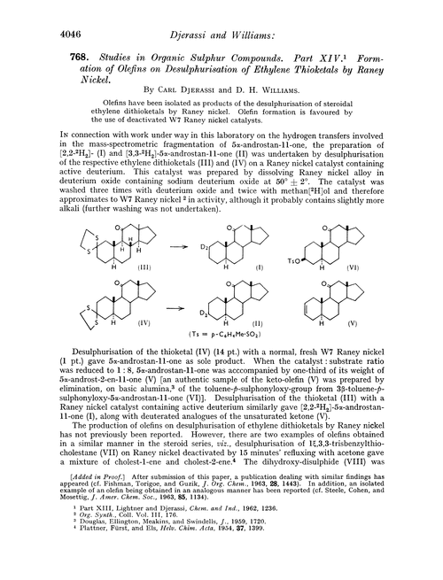 768. Studies in organic sulphur compounds. Part XIV. Formation of olefins on desulphurisation of ethylene thioketals by Raney nickel