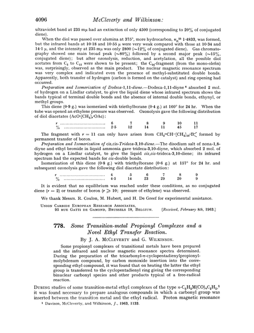 778. Some transition-metal propionyl complexes and a novel ethyl transfer reaction
