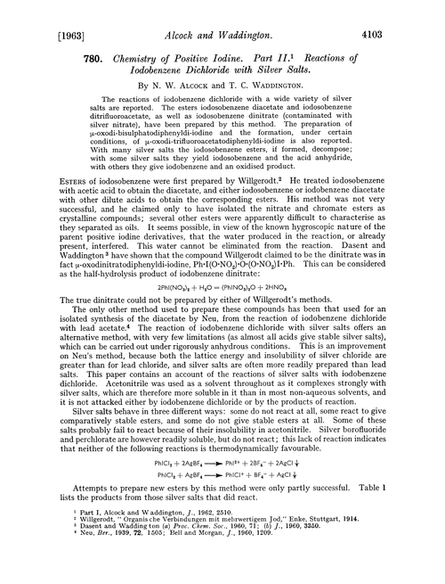 780. Chemistry of positive iodine. Part II. Reactions of iodobenzene dichloride with silver salts