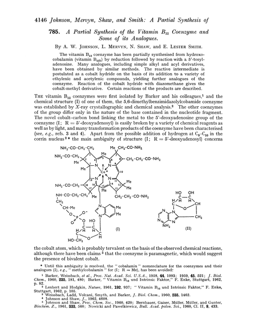 785. A partial synthesis of the vitamin B12 coenzyme and some of its analogues