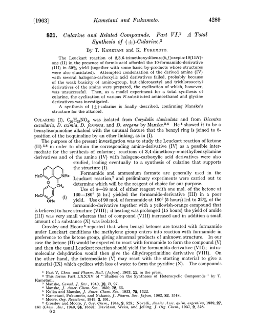 821. Cularine and related compounds. Part VI. A total synthesis of (±)-cularine