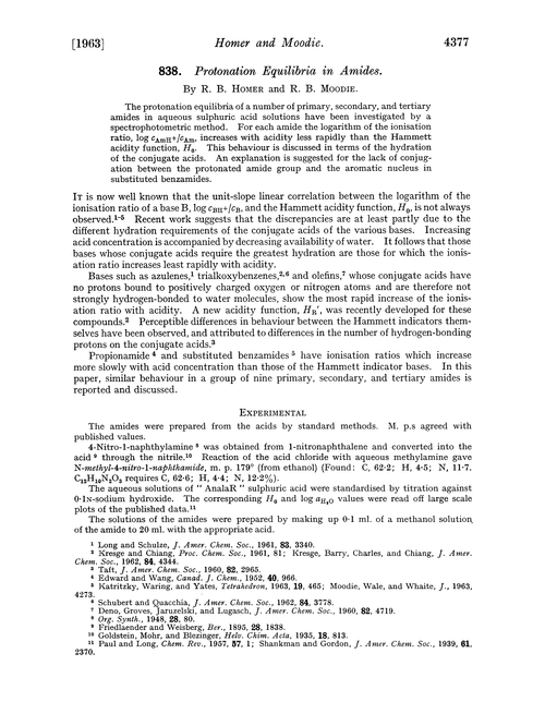 838. Protonation equilibria in amides