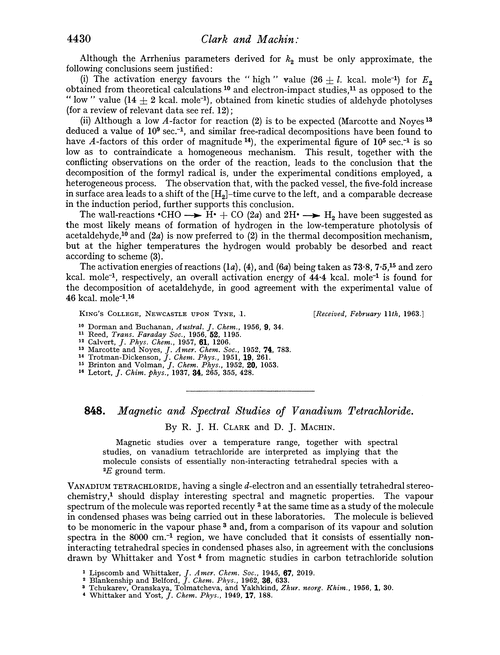 848. Magnetic and spectral studies of vanadium tetrachloride