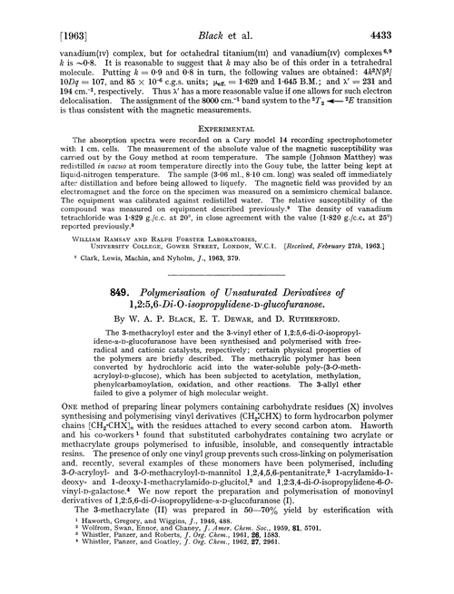 849. Polymerisation of unsaturated derivatives of 1,2:5,6-di-O-isopropylidene-D-glucofuranose
