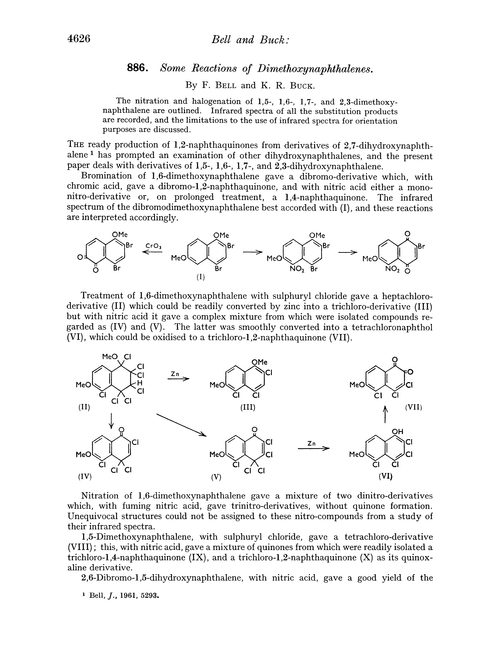 886. Some reactions of dimethoxynaphthalenes