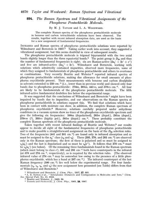 894. The Raman spectrum and vibrational assignments of the phosphorus pentachloride molecule