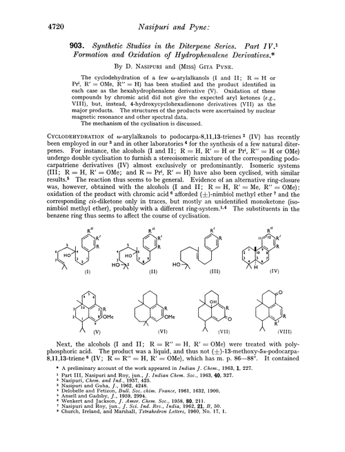 903. Synthetic studies in the diterpene series. Part IV. Formation and oxidation of hydrophenalene derivatives